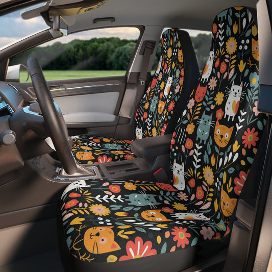 car seat cover with cats and flowers