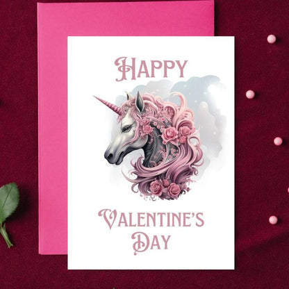 Pink Unicorn Gothic Printable Valentine's Card