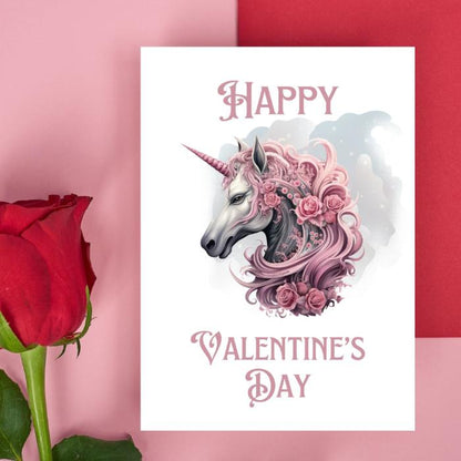 Pink Unicorn Gothic Printable Valentine's Card