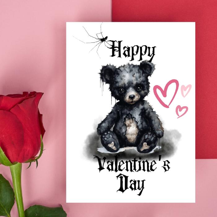 Gothic Bear Printable Valentine's Card