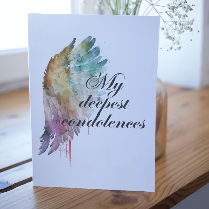 Printable Angel Wings Condolence Card My Deepest Condolences #2