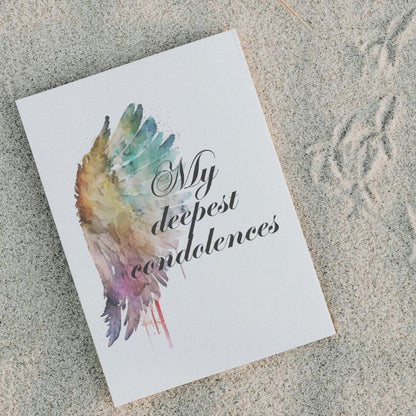 Printable Angel Wings Condolence Card My Deepest Condolences #2