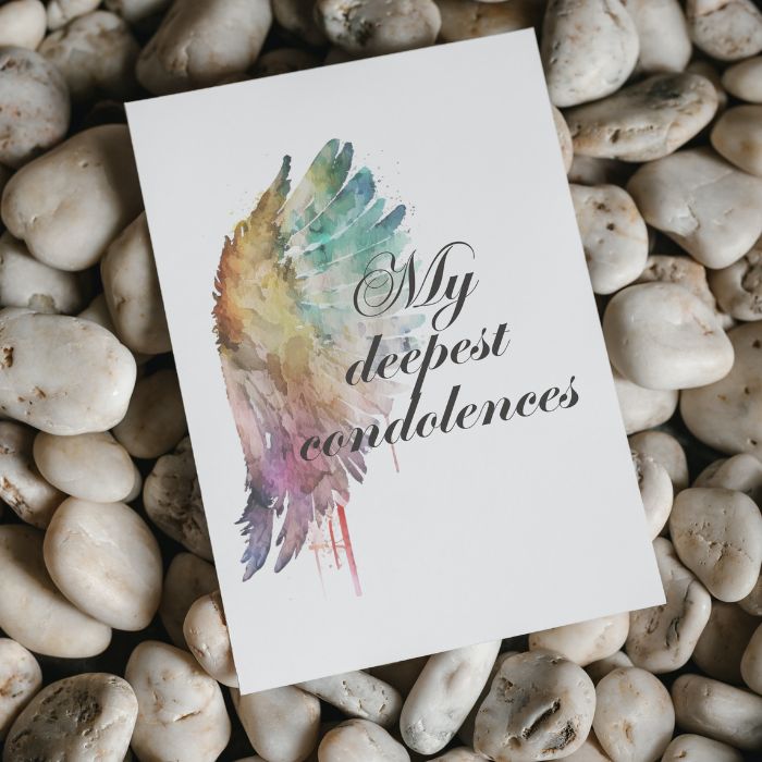 Printable Angel Wings Condolence Card My Deepest Condolences #2