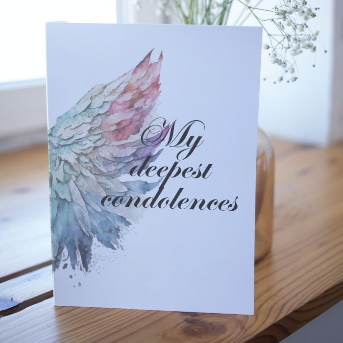 Printable Angel Wings Condolence Card My Deepest Condolences #4