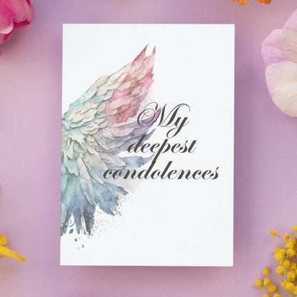 Printable Angel Wings Condolence Card My Deepest Condolences #4