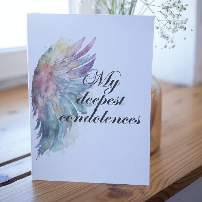 Printable Angel Wings Condolence Card My Deepest Condolences #5