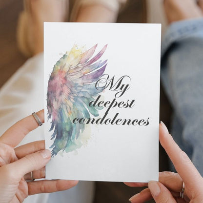 Printable Angel Wings Condolence Card My Deepest Condolences #5