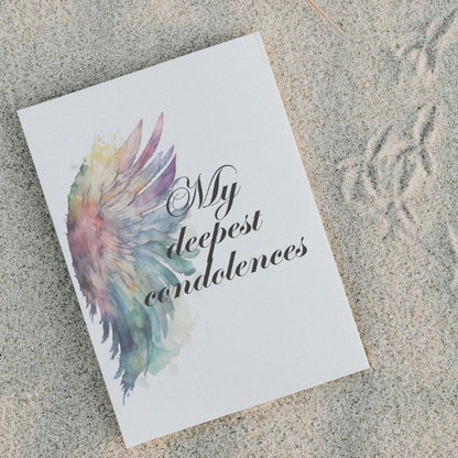 Printable Angel Wings Condolence Card My Deepest Condolences #5