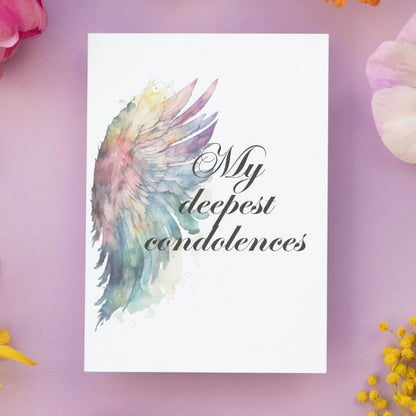 Printable Angel Wings Condolence Card My Deepest Condolences #5