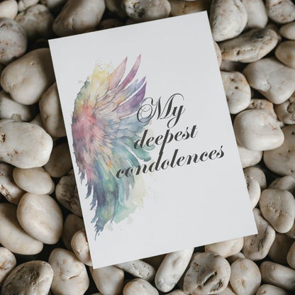 Printable Angel Wings Condolence Card My Deepest Condolences #5