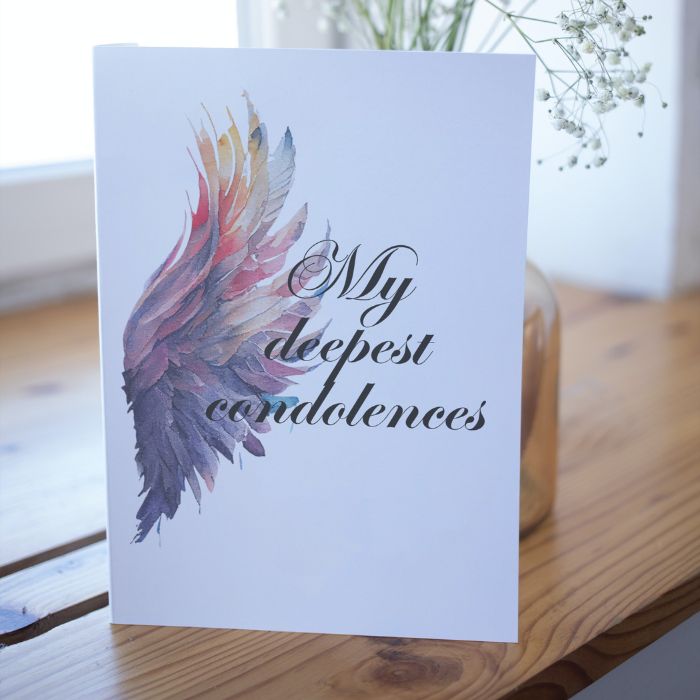 Printable Angel Wings Condolence Card My Deepest Condolences #6