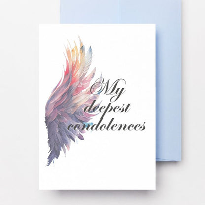 Printable Angel Wings Condolence Card My Deepest Condolences #6