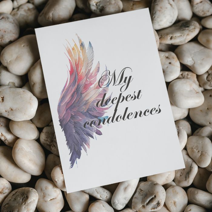 Printable Angel Wings Condolence Card My Deepest Condolences #6