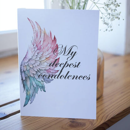 Printable Angel Wings Condolence Card My Deepest Condolences #8