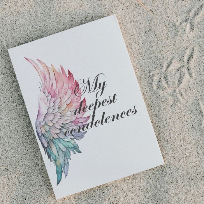 Printable Angel Wings Condolence Card My Deepest Condolences #8