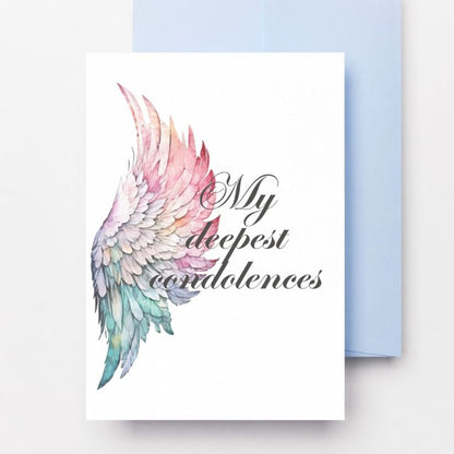 Printable Angel Wings Condolence Card My Deepest Condolences #8