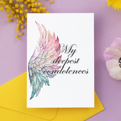 Printable Angel Wings Condolence Card My Deepest Condolences #8