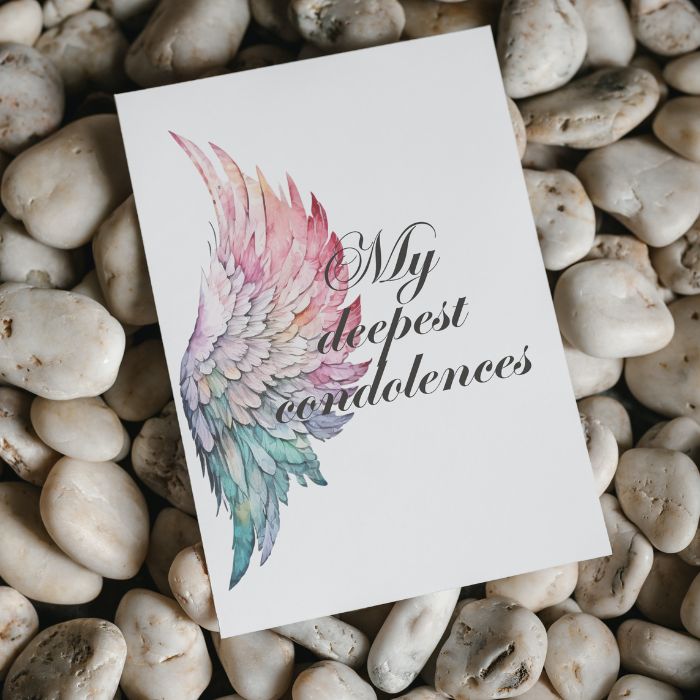 Printable Angel Wings Condolence Card My Deepest Condolences #8