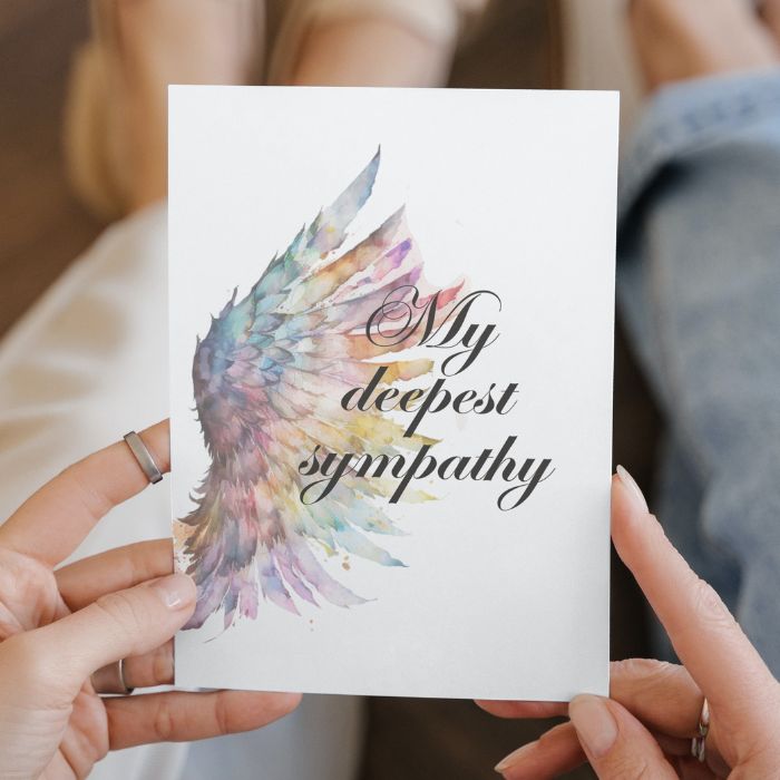 Printable Angel Wings Condolence Card My Deepest Sympathy #3