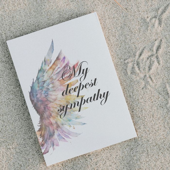 Printable Angel Wings Condolence Card My Deepest Sympathy #3