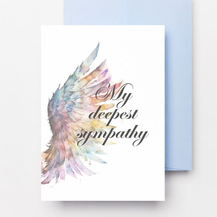 Printable Angel Wings Condolence Card My Deepest Sympathy #3