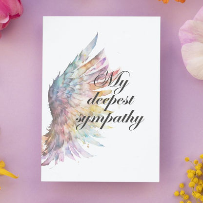 Printable Angel Wings Condolence Card My Deepest Sympathy #3