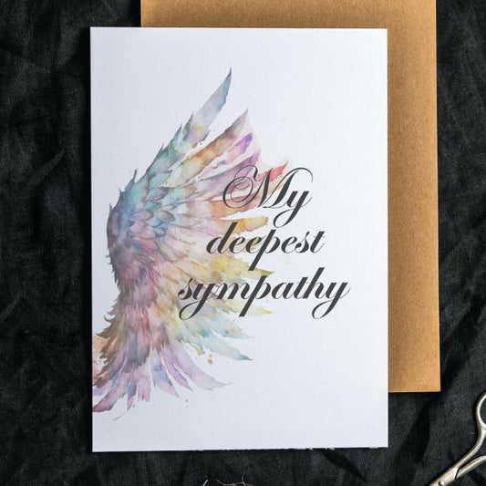 Printable Angel Wings Condolence Card My Deepest Sympathy #3