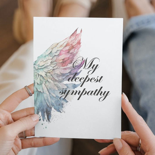 Printable Angel Wings Condolence Card My Deepest Sympathy #4