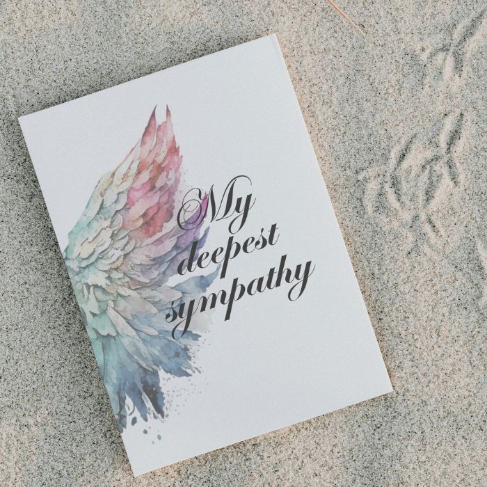 Printable Angel Wings Condolence Card My Deepest Sympathy #4