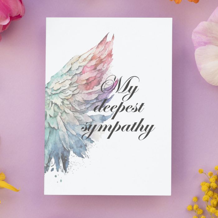 Printable Angel Wings Condolence Card My Deepest Sympathy #4