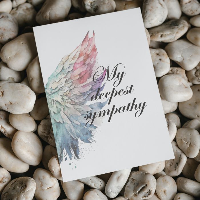 Printable Angel Wings Condolence Card My Deepest Sympathy #4