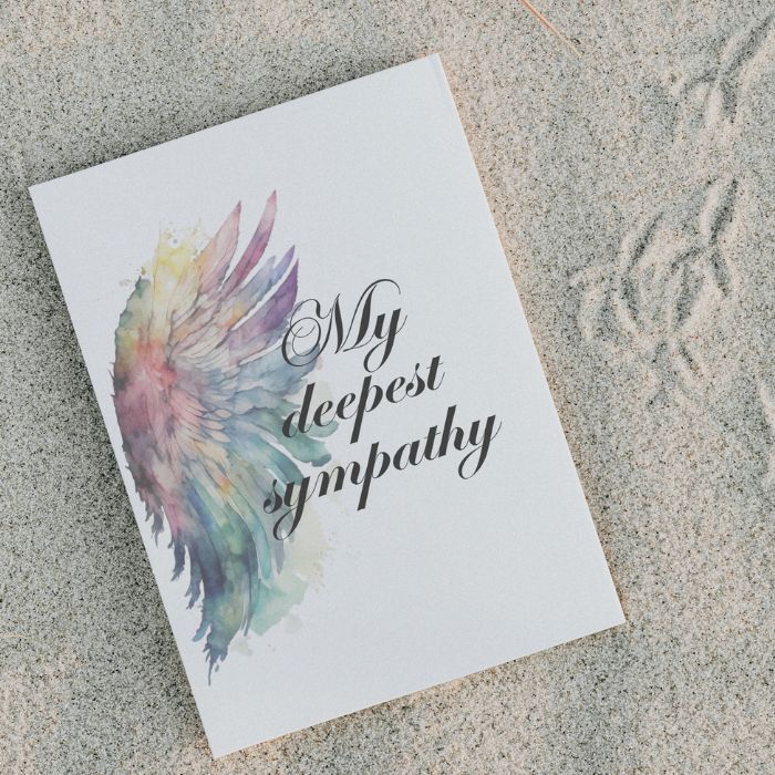 Printable Angel Wings Condolence Card My Deepest Sympathy #5