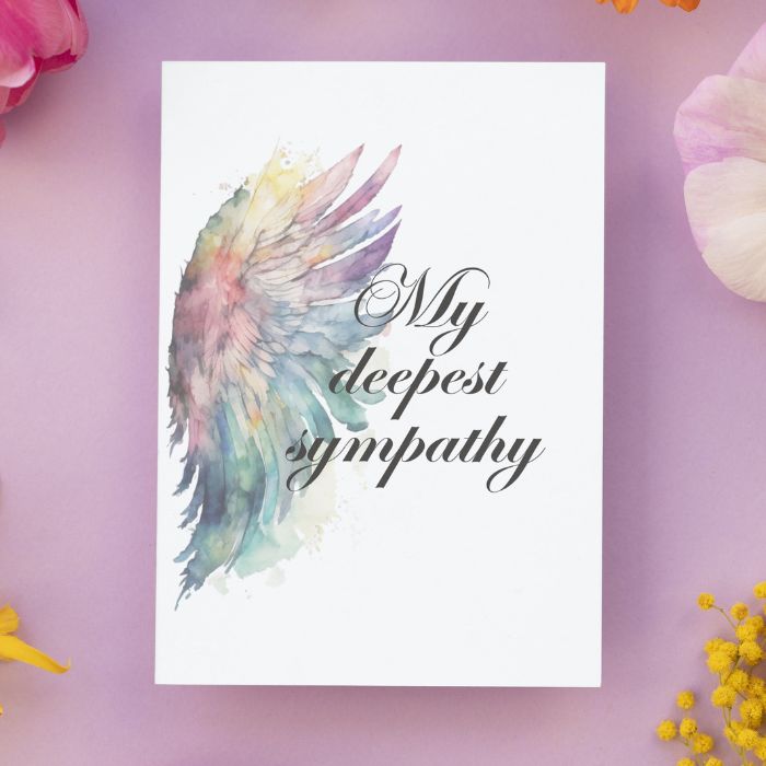 Printable Angel Wings Condolence Card My Deepest Sympathy #5