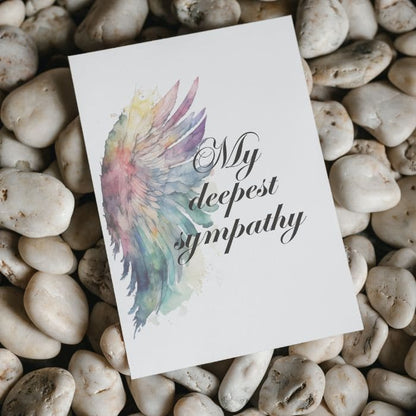 Printable Angel Wings Condolence Card My Deepest Sympathy #5