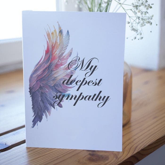 Printable Angel Wings Condolence Card My Deepest Sympathy #6