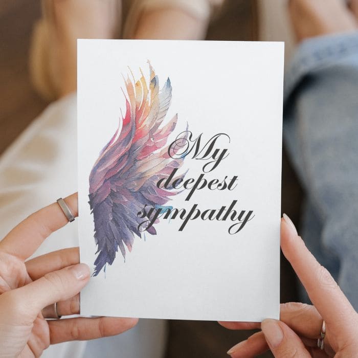 Printable Angel Wings Condolence Card My Deepest Sympathy #6