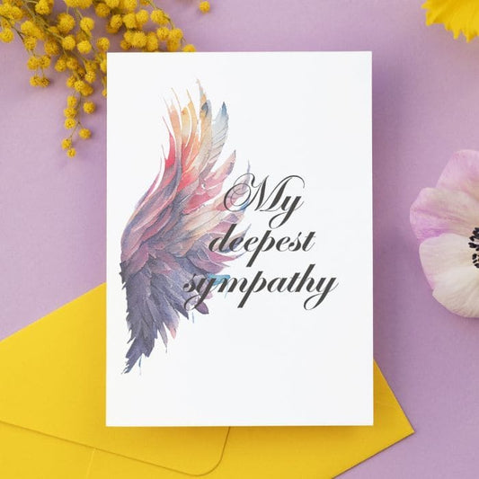 Printable Angel Wings Condolence Card My Deepest Sympathy #6