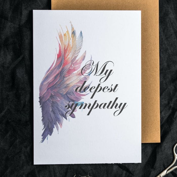 Printable Angel Wings Condolence Card My Deepest Sympathy #6