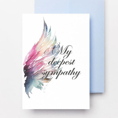 Printable Angel Wings Condolence Card My Deepest Sympathy #7