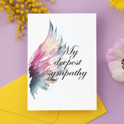 Printable Angel Wings Condolence Card My Deepest Sympathy #7