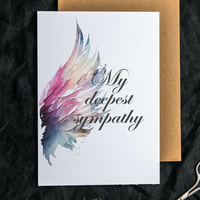 Printable Angel Wings Condolence Card My Deepest Sympathy #7