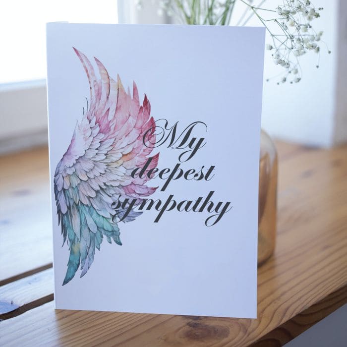 Printable Angel Wings Condolence Card My Deepest Sympathy #8