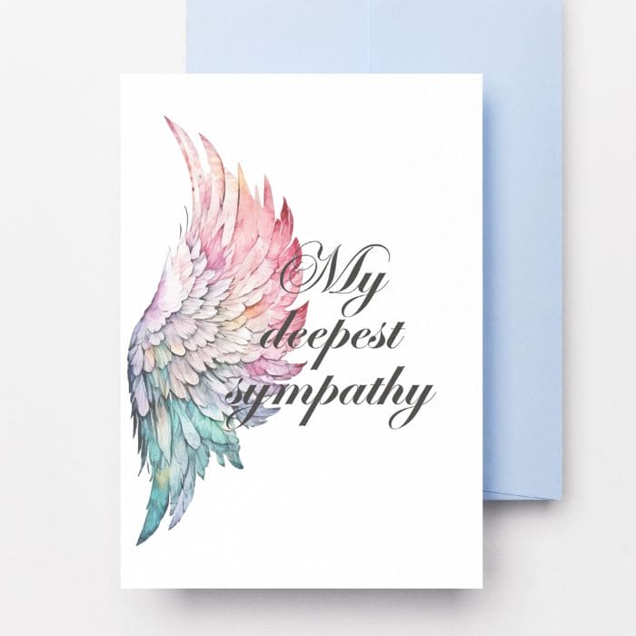 Printable Angel Wings Condolence Card My Deepest Sympathy #8