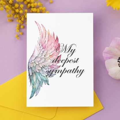 Printable Angel Wings Condolence Card My Deepest Sympathy #8