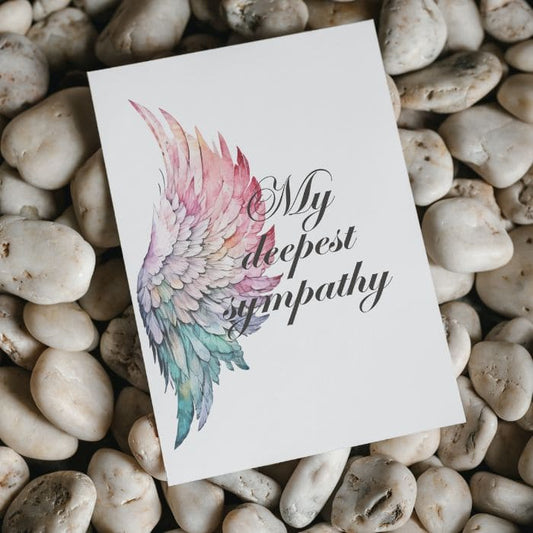 Printable Angel Wings Condolence Card My Deepest Sympathy #8