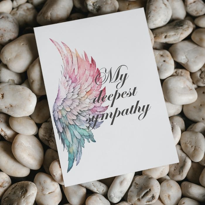 Printable Angel Wings Condolence Card My Deepest Sympathy #8