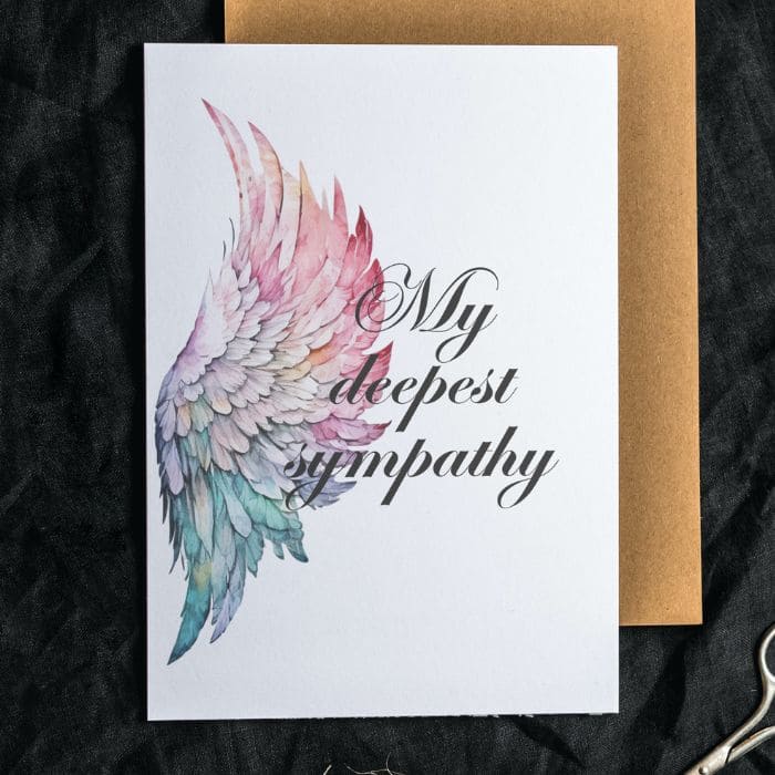 Printable Angel Wings Condolence Card My Deepest Sympathy #8