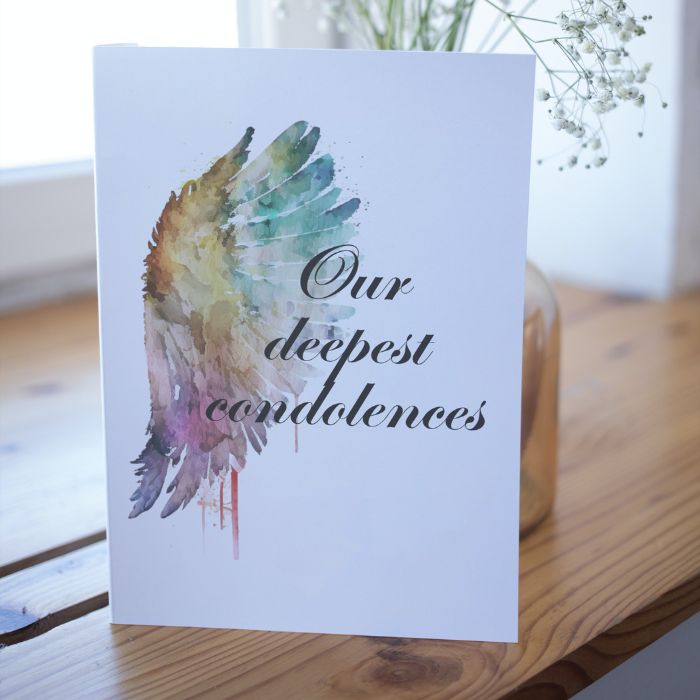 Printable Angel Wings Condolence Card Our Deepest Condolences #2