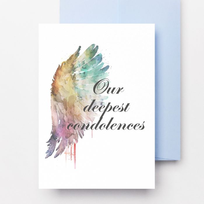 Printable Angel Wings Condolence Card Our Deepest Condolences #2