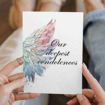 Printable Angel Wings Condolence Card Our Deepest Condolences #4